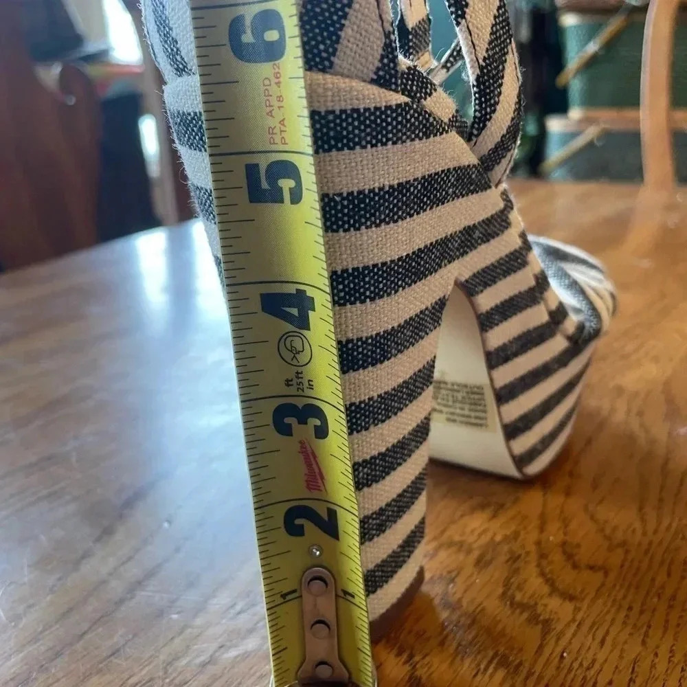 JustFab Black and White Striped Knotted Platform Heels - Picture 8 of 8
